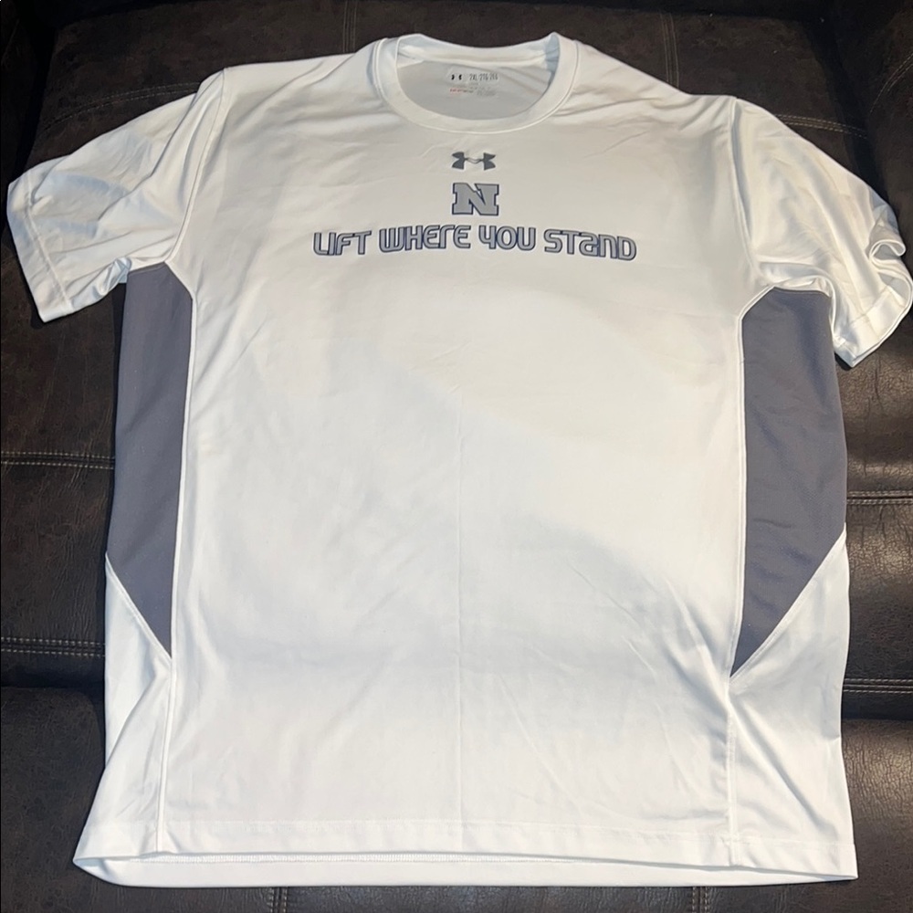 Under Armour Gray and White Short Sleeve Tee
